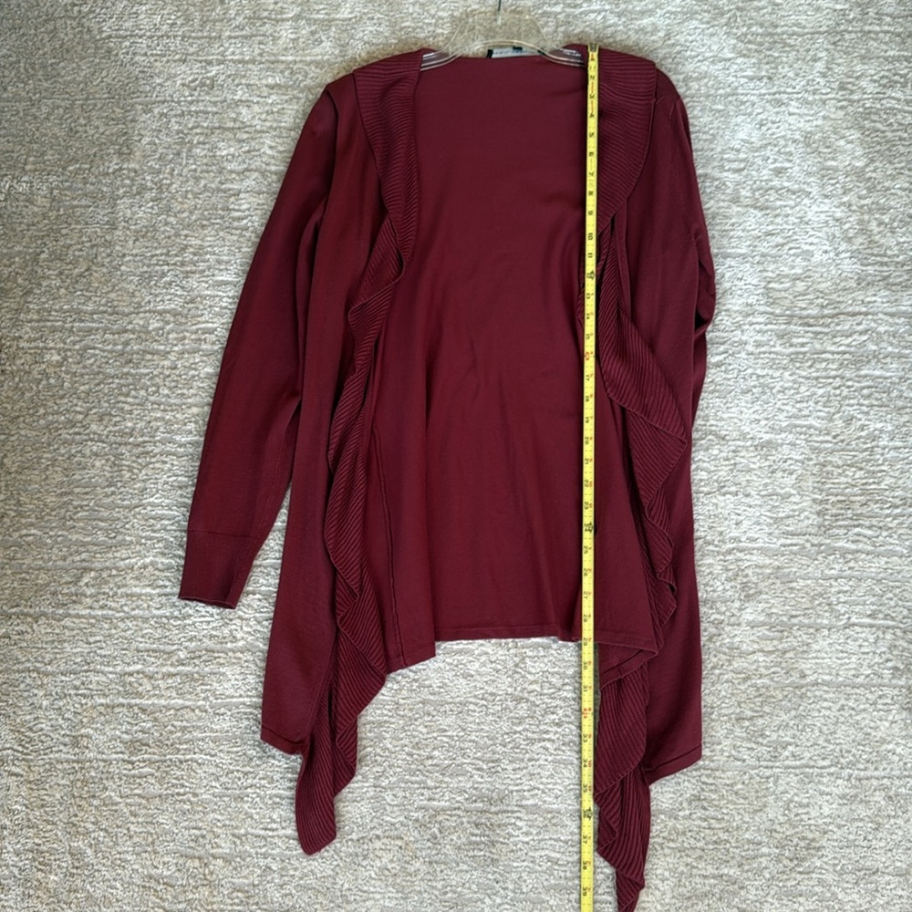 White House Black Market Women's Open Front Cardigan - Cabernet Colored - Size M - Picture 9 of 9